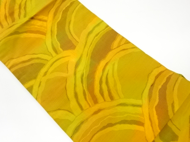 手織り紬青海波模様織出し名古屋帯